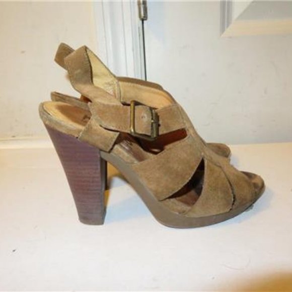 MICHAEL KORS BROWN SUEDE OPEN TOE SHOES SIZE 5 1/2 - Picture 3 of 6